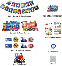 Zug Geburtstag Dekoration Set Blau Gelb Rot Eisenbahnballons