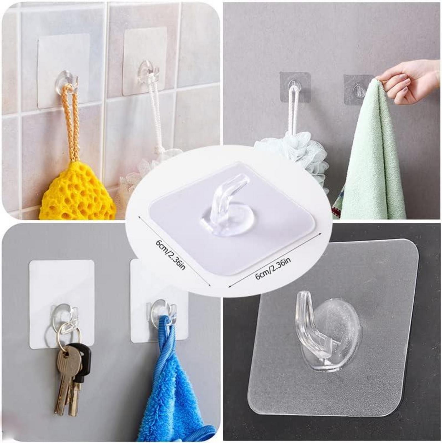 Selbstklebende Haken Transparent 24 Stk mit Schaber, 10kg - Bad Küche ohne