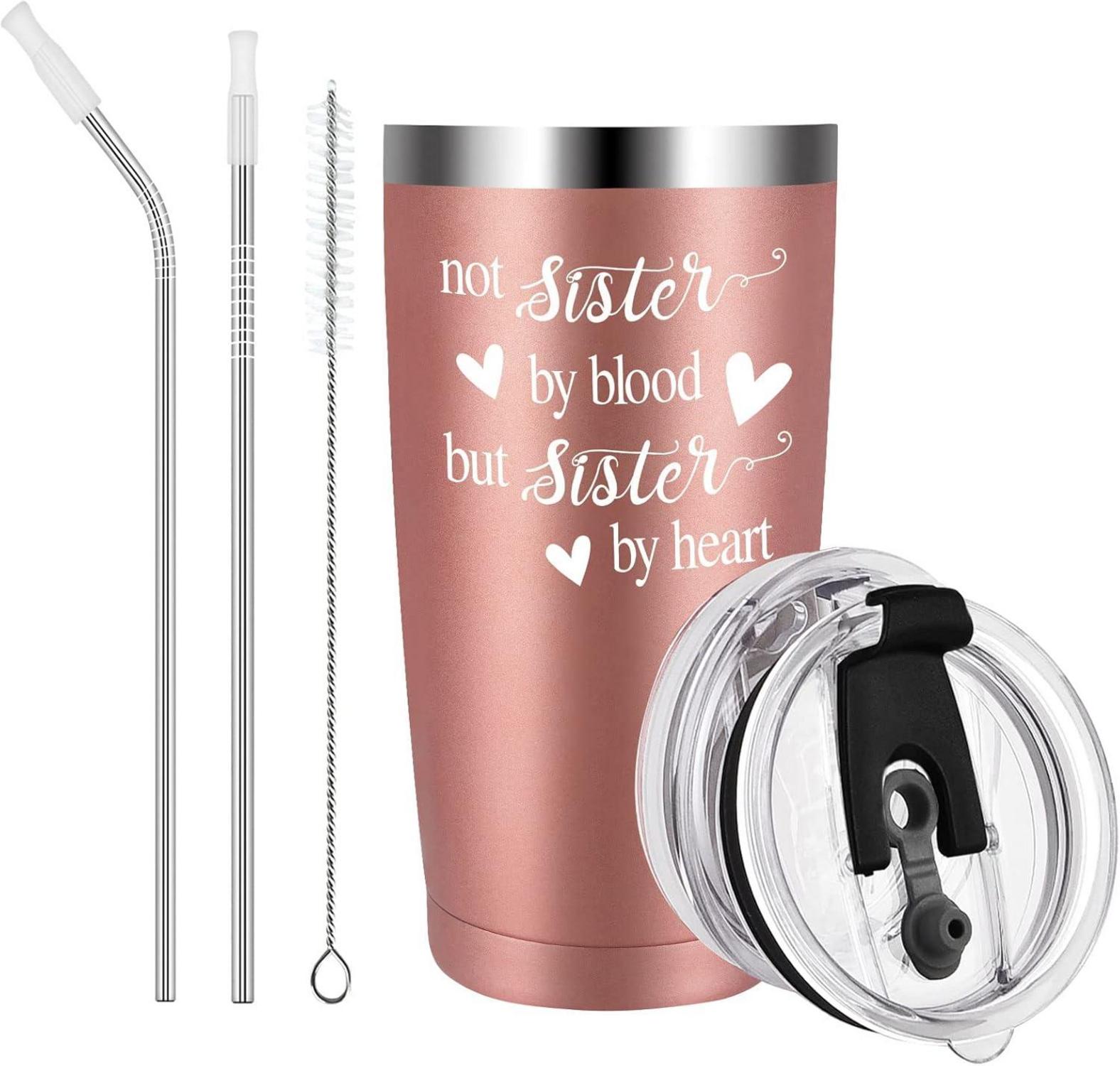 Weinbecher Edelstahl 600ml Schwester Spruch Geschenkbox