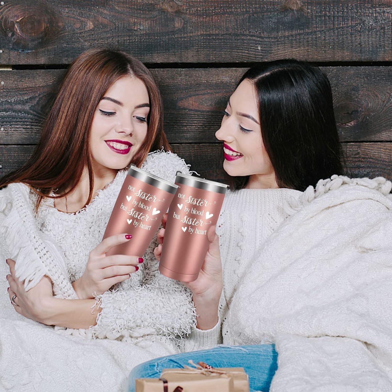 Weinbecher Edelstahl 600ml Schwester Spruch Geschenkbox