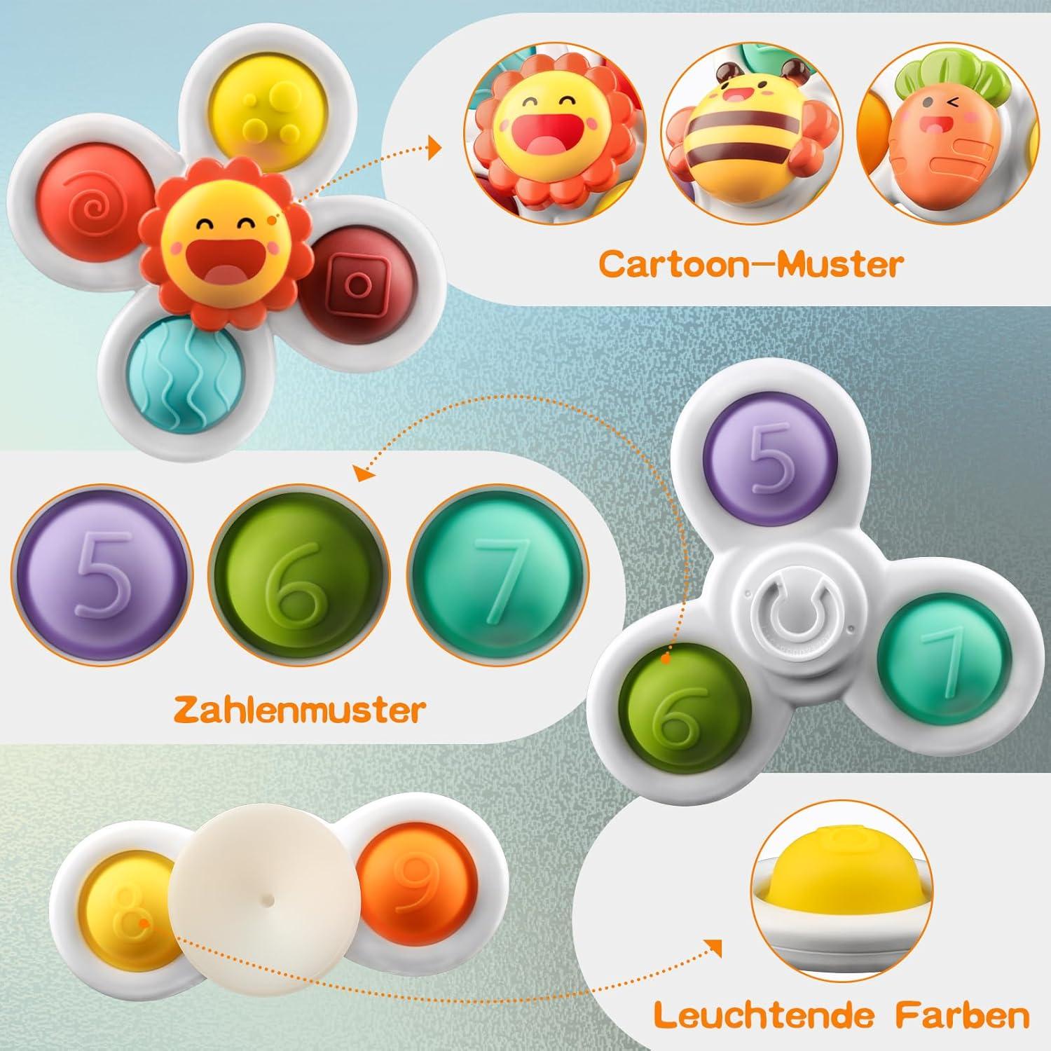ECHOCUBE Saugnapf Spinner Spielzeug Set für Kleinkinder