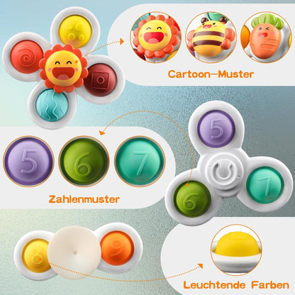 ECHOCUBE Saugnapf Spinner Spielzeug Set für Kleinkinder