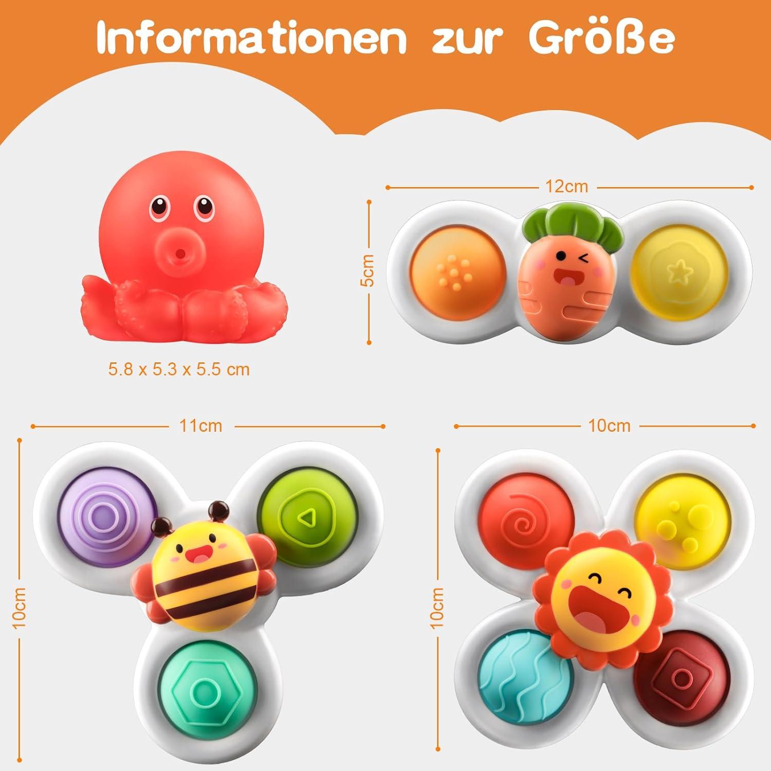 ECHOCUBE Saugnapf Spinner Spielzeug Set 3 Stück für Kleinkinder Jungen und