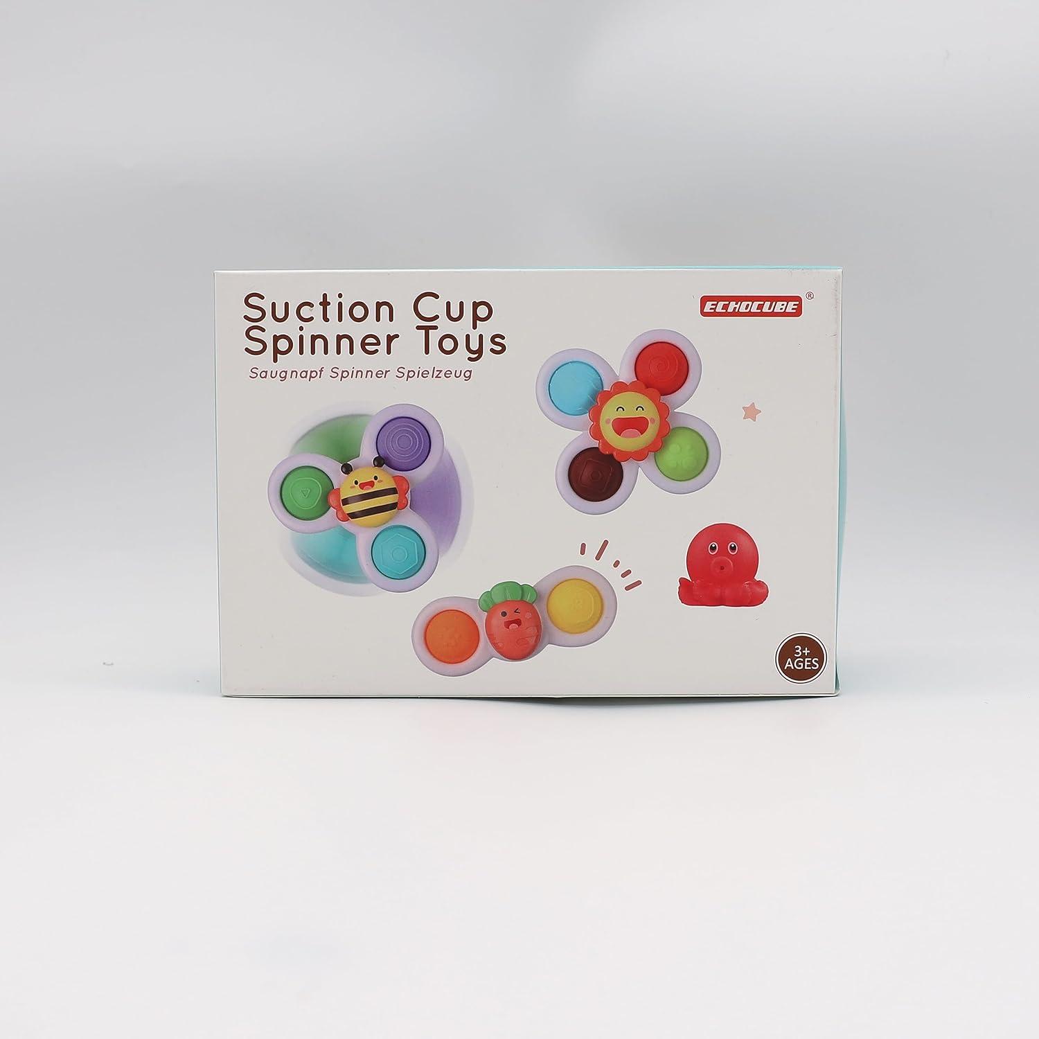 ECHOCUBE Saugnapf Spinner Spielzeug Set für Kleinkinder - Pädagogisches Geburtstagsgeschenk