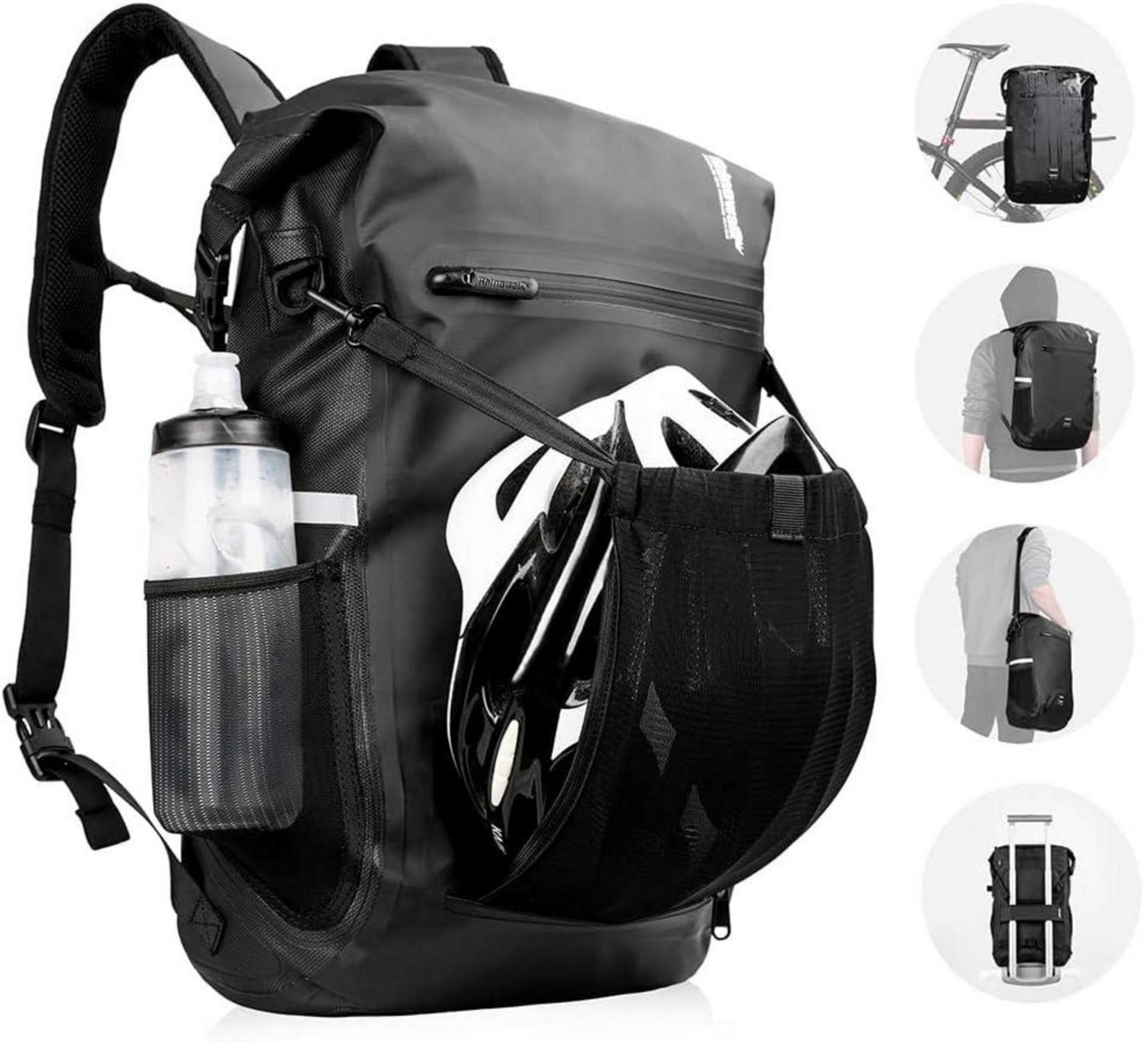 Multifunktionale Fahrradtasche wasserdicht 22-25L Schwarz