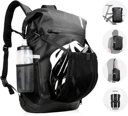 Multifunktionale Fahrradtasche wasserdicht 22-25L Schwarz