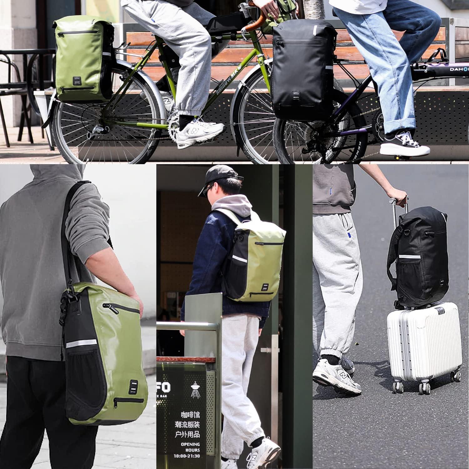 BAIGIO 3-in-1 Multifunktional Wasserdichte Fahrradtasche 22-25L Rucksack Schwarz