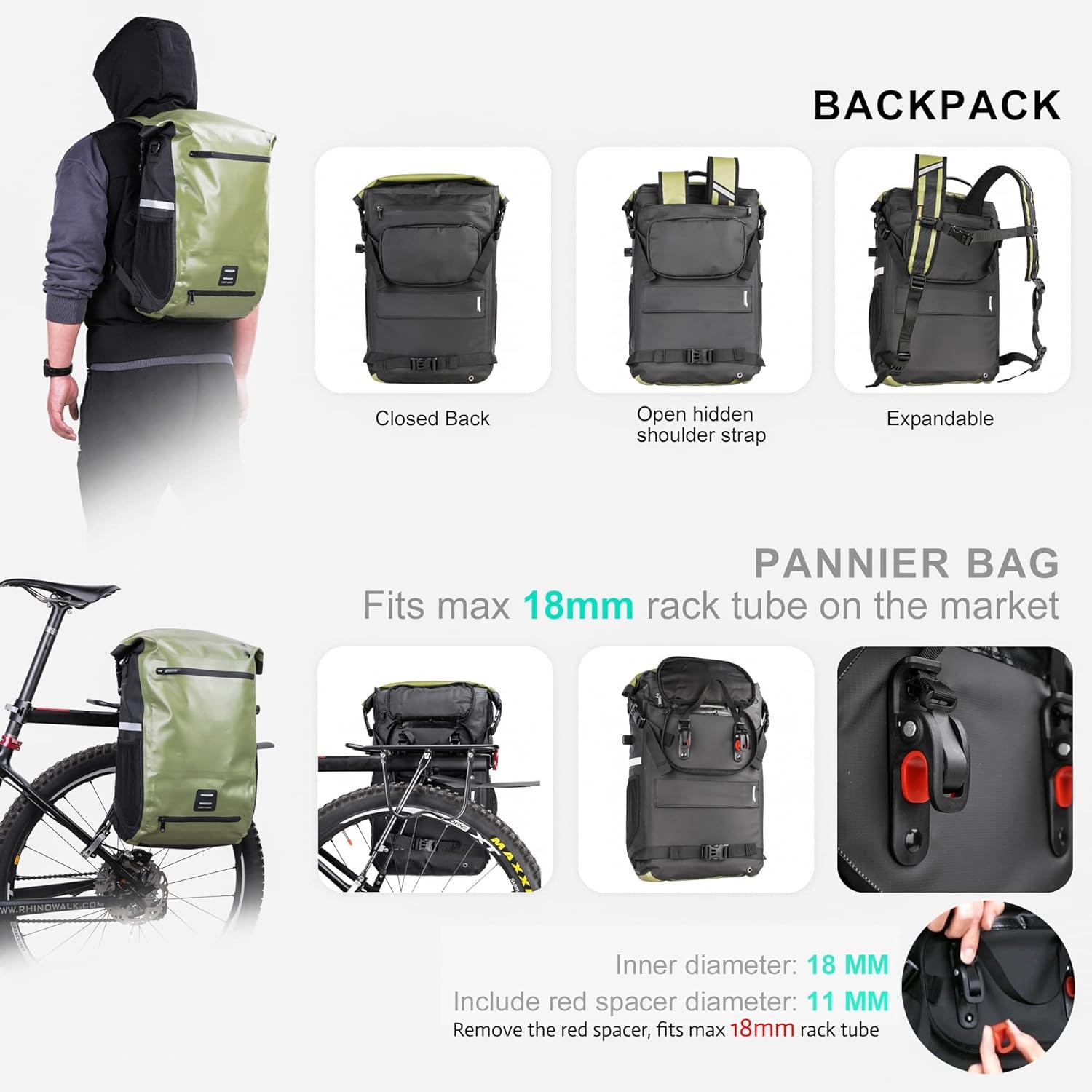 Fahrradtasche Wasserdicht Multifunktion 22-25L mit Laptopfach