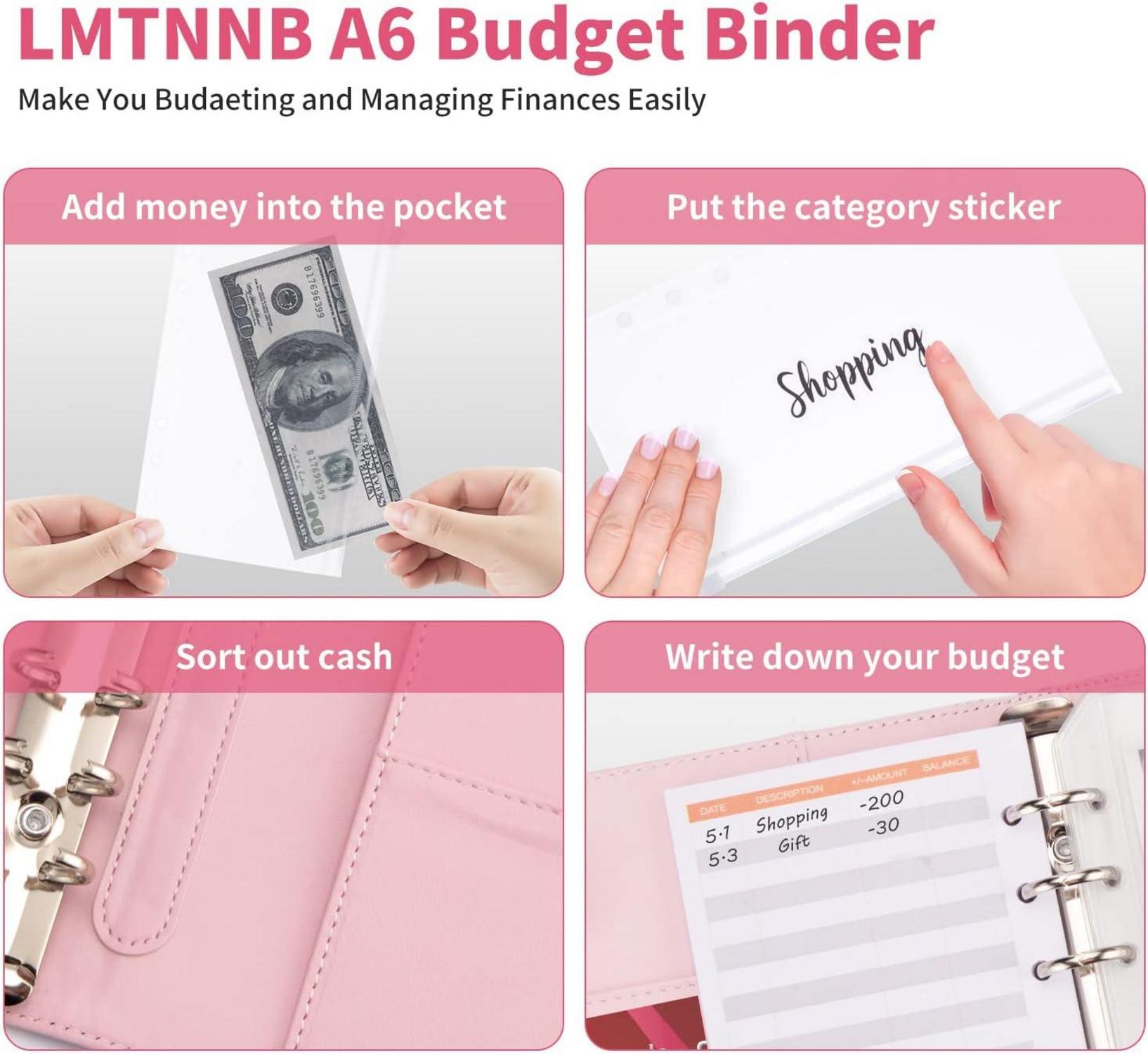 Budget Binder A6 Marmor PU Leder Geld Organizer 8 Reißverschluss Umschläge
