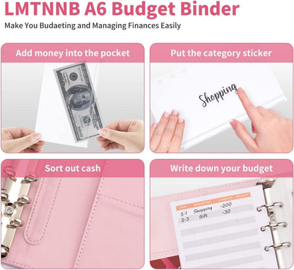 Budget Binder A6 Marmor PU Leder Geld Organizer 8 Reißverschluss Umschläge
