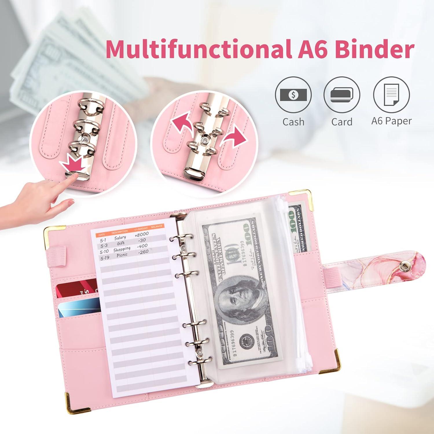 Budget Binder A6 Marmor PU Leder Cash Organizer 8 Reißverschluss