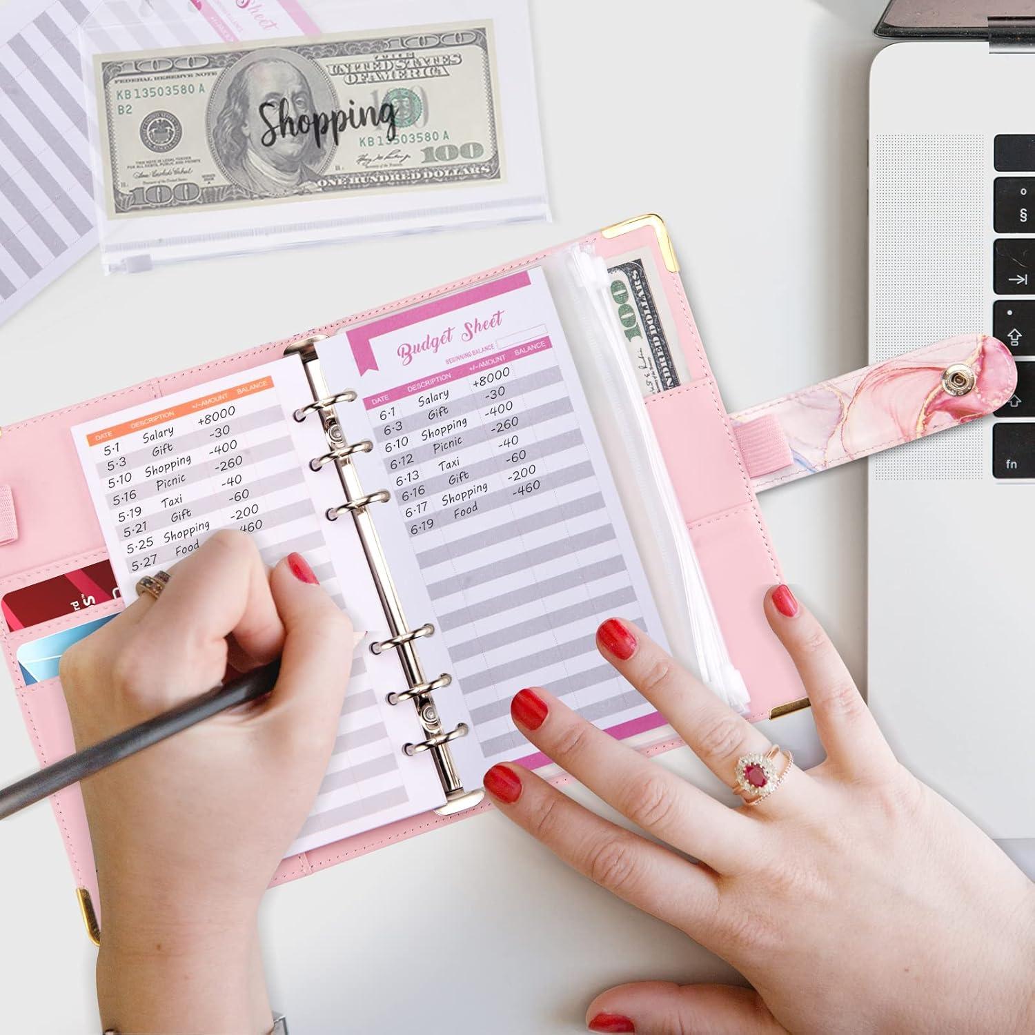 Budget Binder A6 Marmor PU Leder Geld Organizer 8 Reißverschluss Umschläge
