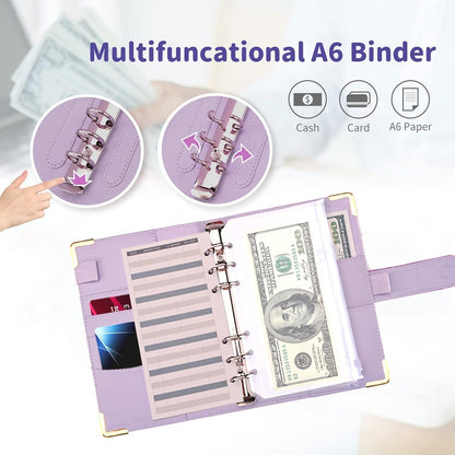 Budget Binder A6 Marmor PU Leder Geld Organizer 8 Reißverschluss Cash
