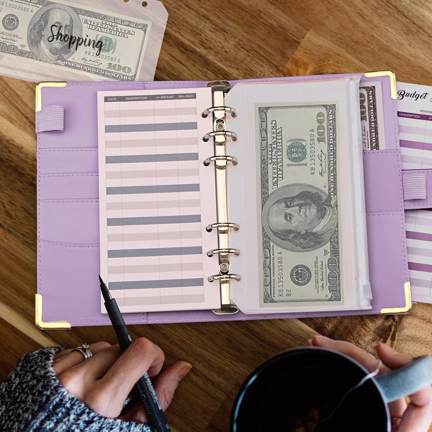 Budget Binder A6 Marmor PU Leder Geld Organizer Planer 8 Reißverschluss