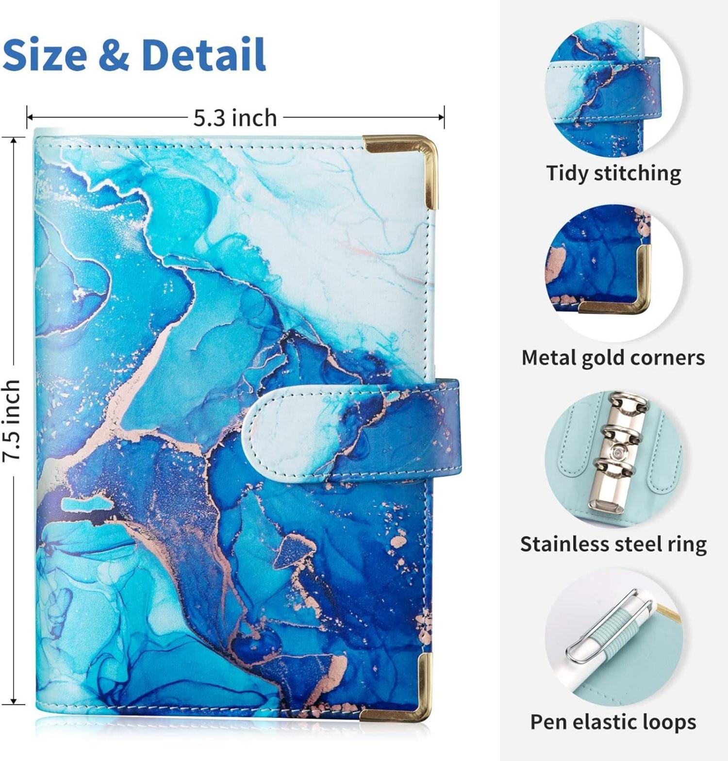 Budget Binder A6 Marmor PU Leder Geld Organizer Geld Planer Cash Umschläge