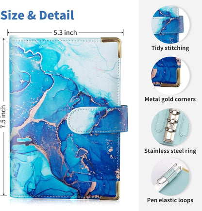 Budget Binder A6 Marmor PU Leder Geld Organizer Geld Planer Cash Umschläge