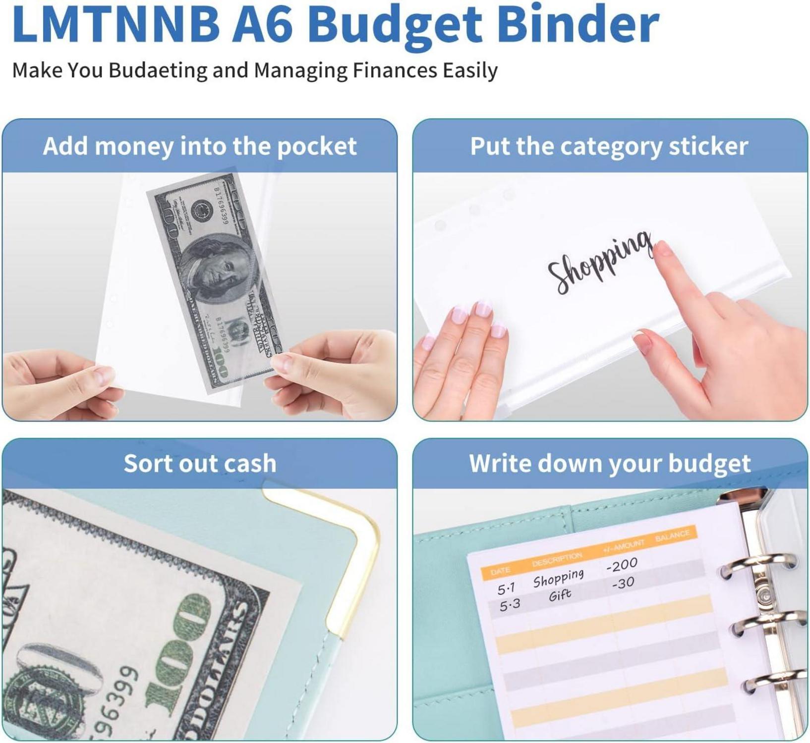 Budget Binder A6 Marmor PU Leder Geld Organizer 8 Reißverschluss Cash Umschläge