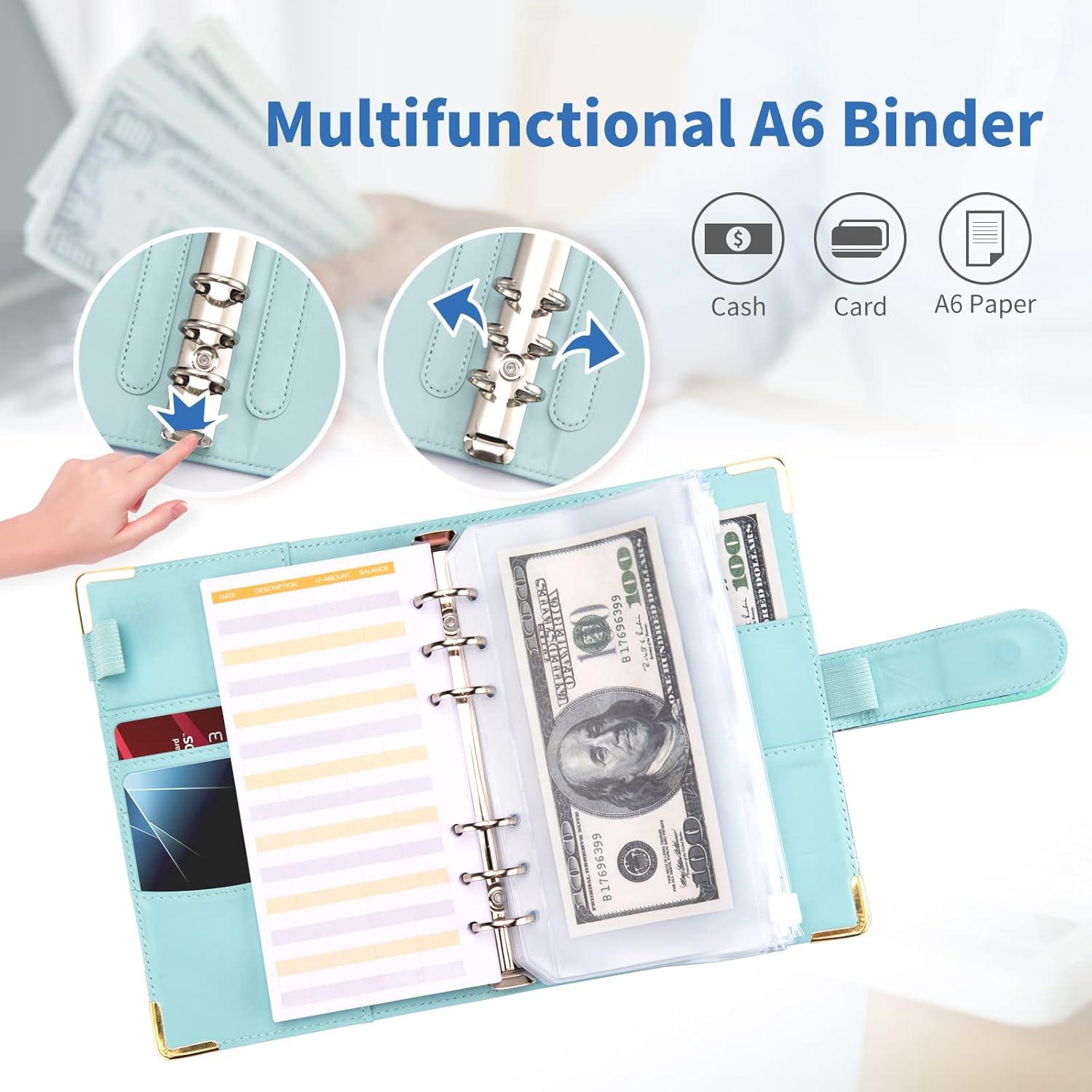 Budget Binder A6 Marmor PU Leder Geld Organizer mit Reißverschluss