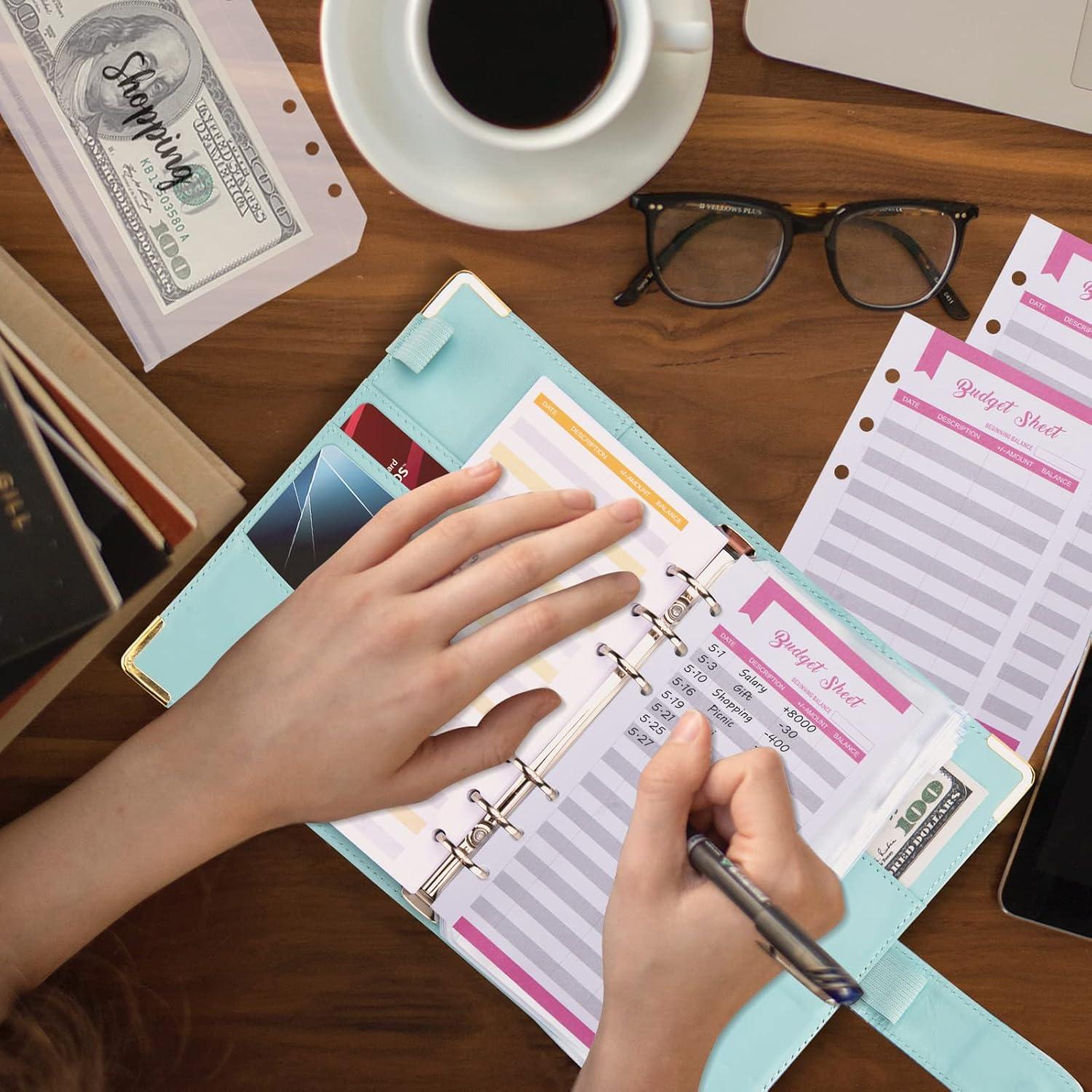 Budget Binder A6 Marmor PU Leder Geld Organizer 8 Reißverschluss Cash Umschläge