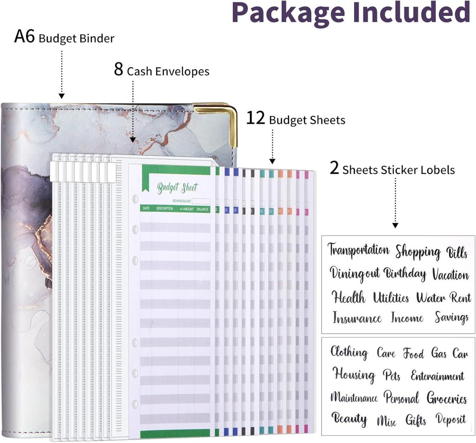 Budget Binder A6 Marmor PU Leder Organizer mit