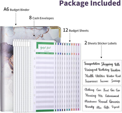 Budget Binder A6 Marmor PU Leder Organizer mit