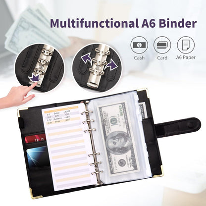 Budget Binder A6 Marmor PU Leder Geld Organizer mit Reißverschluss