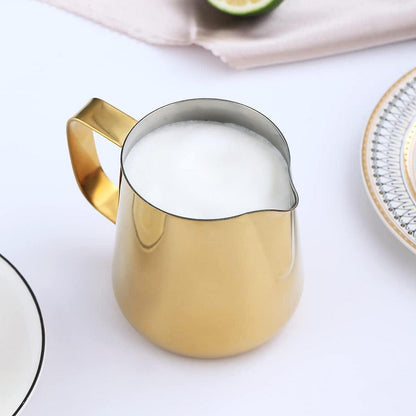 Milchschaumkrug Gold 350ml mit Latte Art Stift