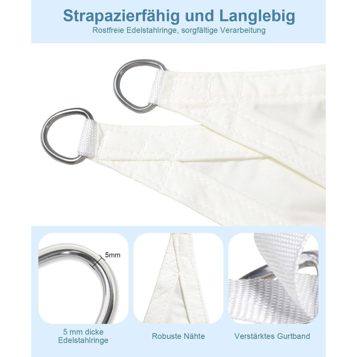 Wasserdichtes Sonnensegel 4x5m Cremeweiß UV-Schutz für Garten & Terrasse