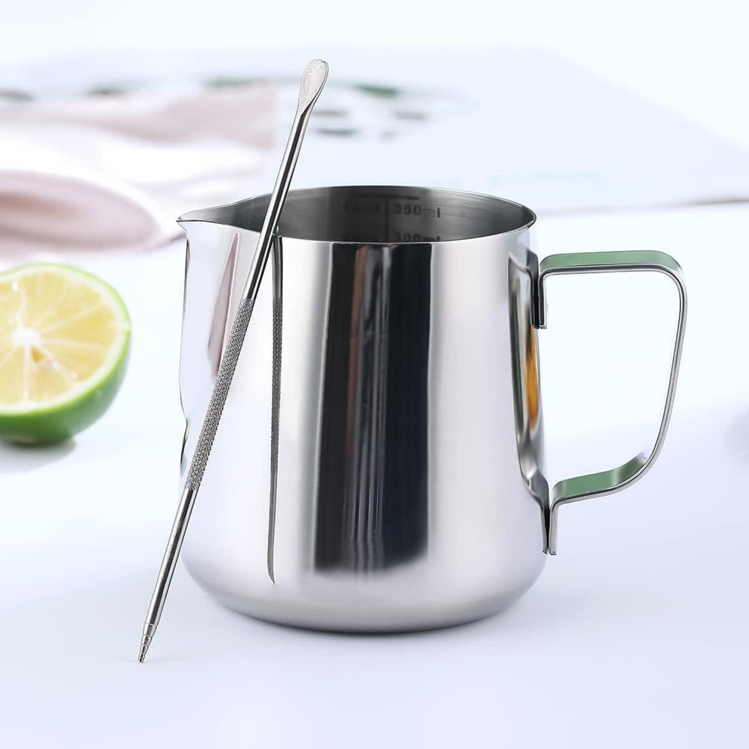 Milchaufschäumer Edelstahl Latte Art Stift 350ml Silber