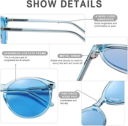 Damen Sonnenbrille Retro Vintage UV400 Polarisiert Acetat Blau