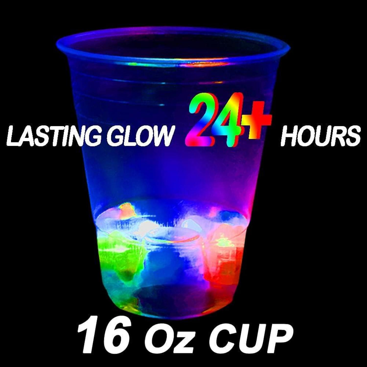 24er Sets LED Plastikbecher 16oz Partybecher Blinkende Leuchtbecher