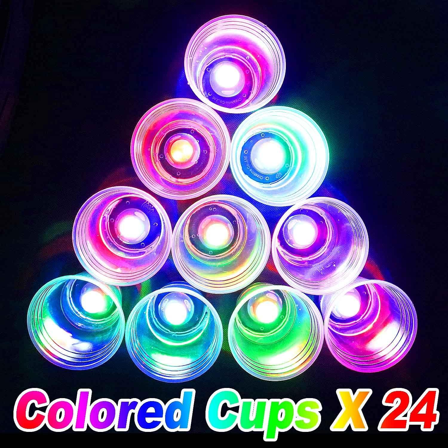 24er Sets LED Plastikbecher 16Oz Leuchtende Becher Glow Blinkende