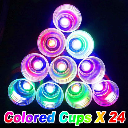 24er Sets LED Plastikbecher 16Oz Leuchtende Becher Glow Blinkende