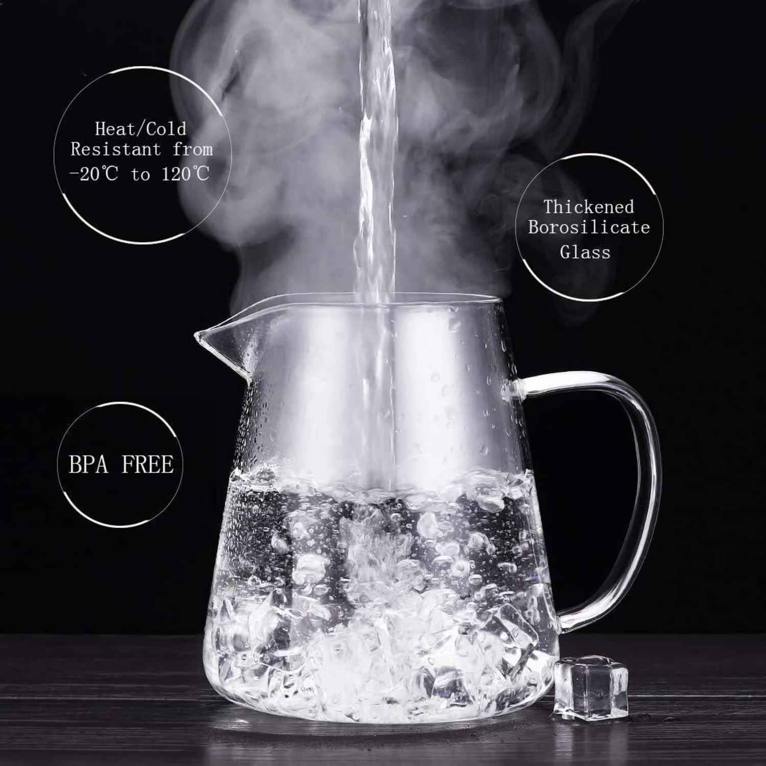 Glas Teekanne 450ml Edelstahlfilter Hitzebeständig Teekessel