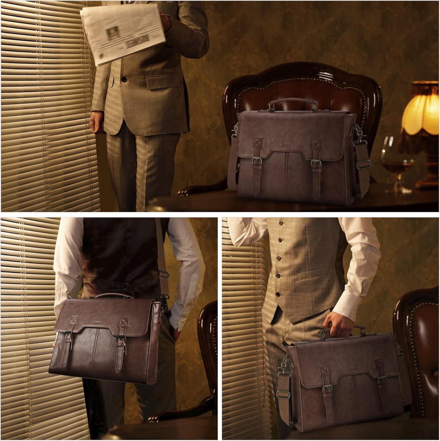 Umhängetasche Herren 15,6 Zoll Vintage Laptoptasche Schultergurt