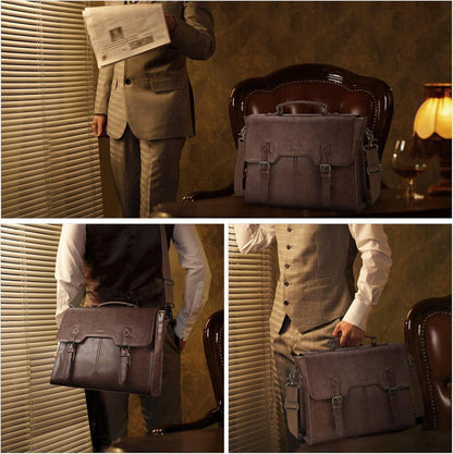 Umhängetasche Herren 15,6 Zoll Vintage Laptoptasche Schultergurt