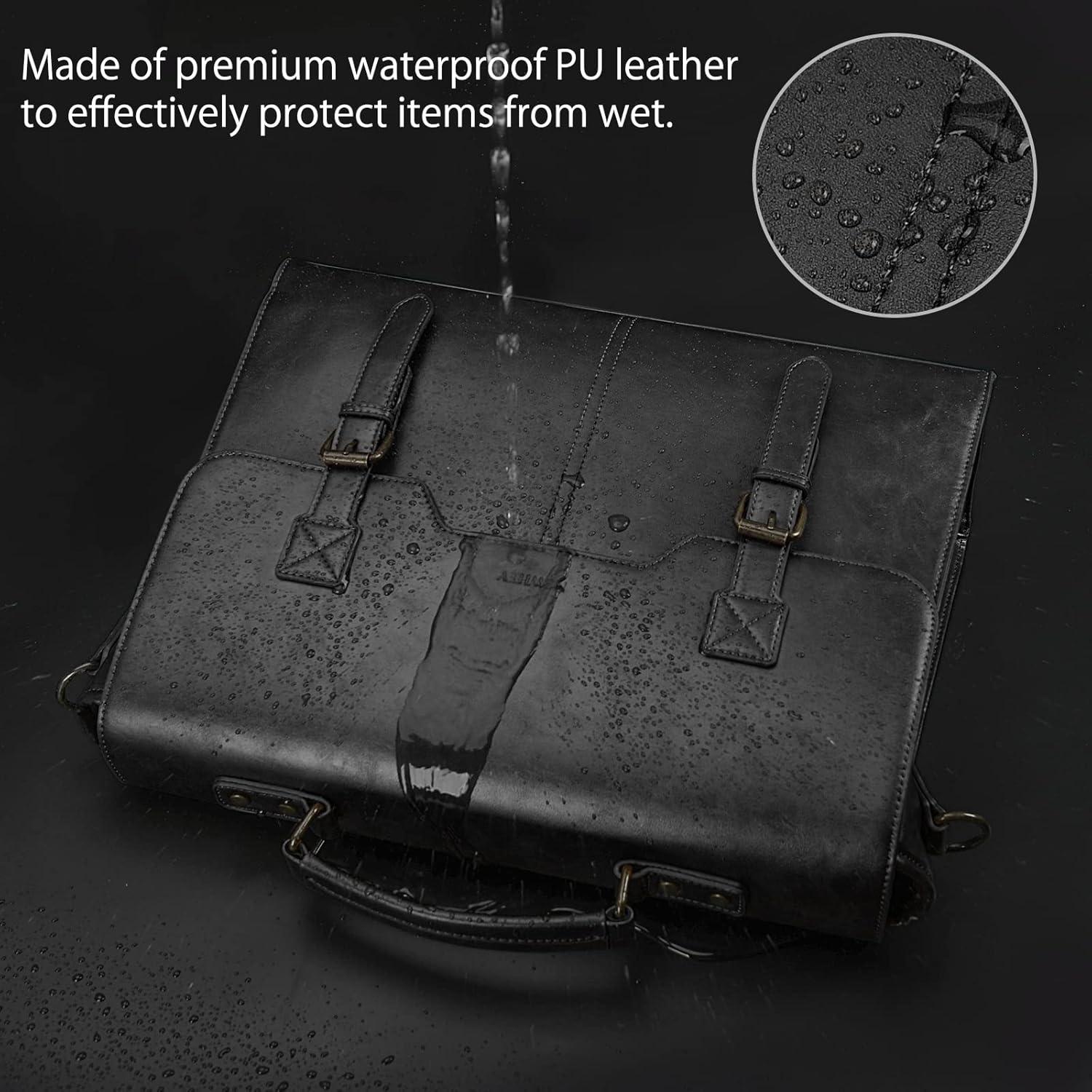 Herren Umhängetasche 15,6 Zoll Vintage Laptoptasche Schwarz