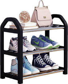 Kleines Schuhregal 3 Ebenen Schwarz 42x19x43cm