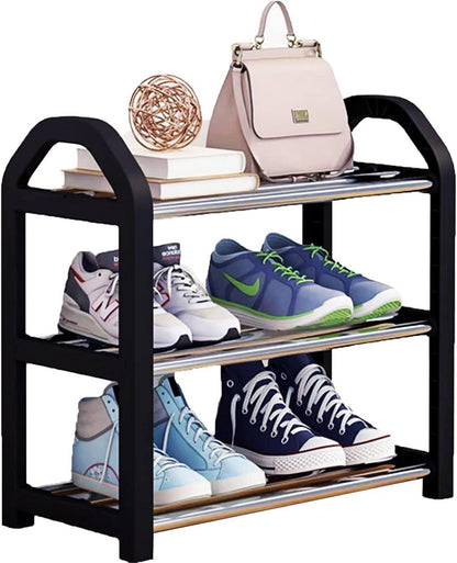 Kleines Schuhregal 3 Ebenen Schwarz 42x19x43cm