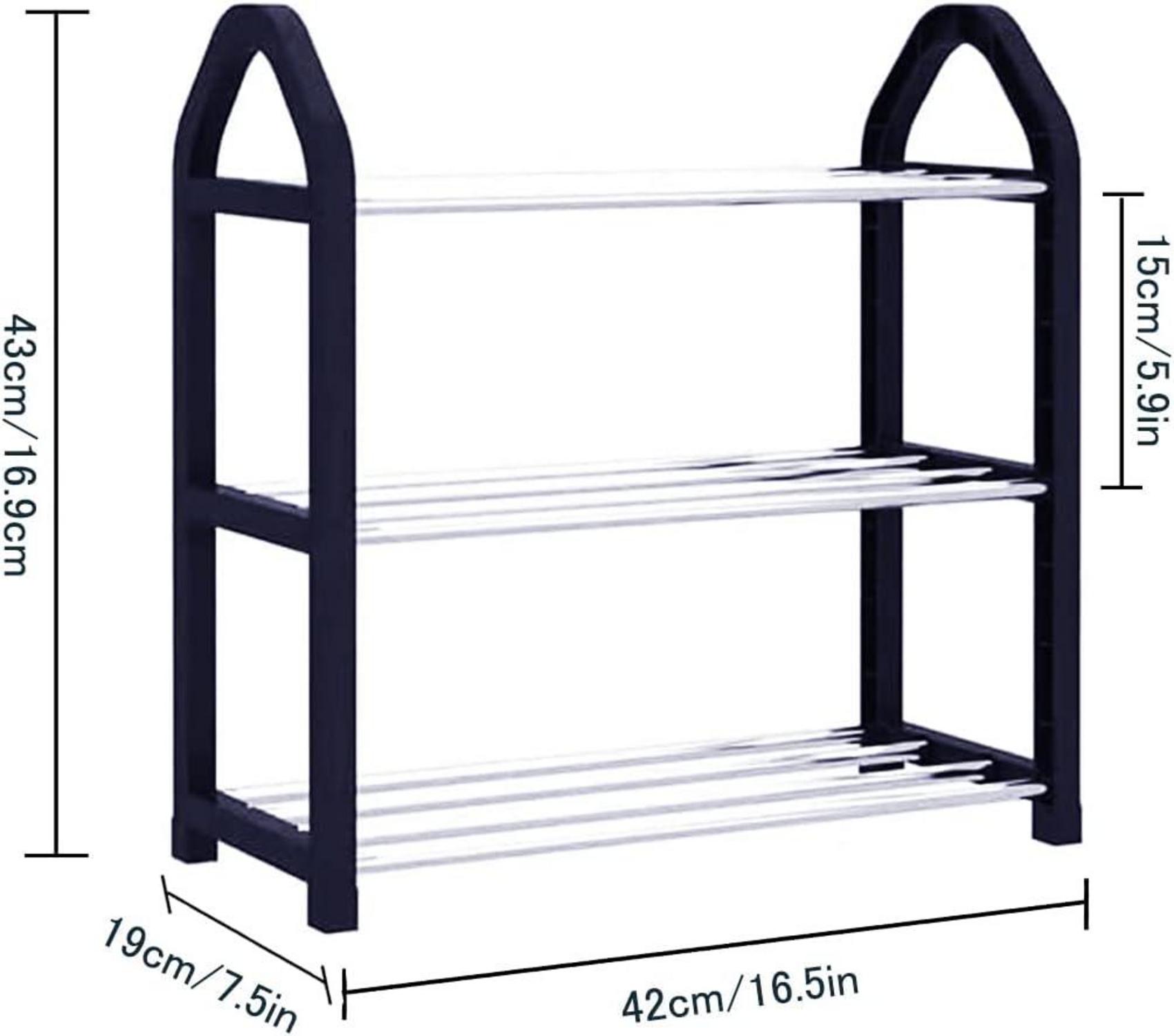 Kleines Schuhregal 3 Ebenen Schwarz 42x19x43cm