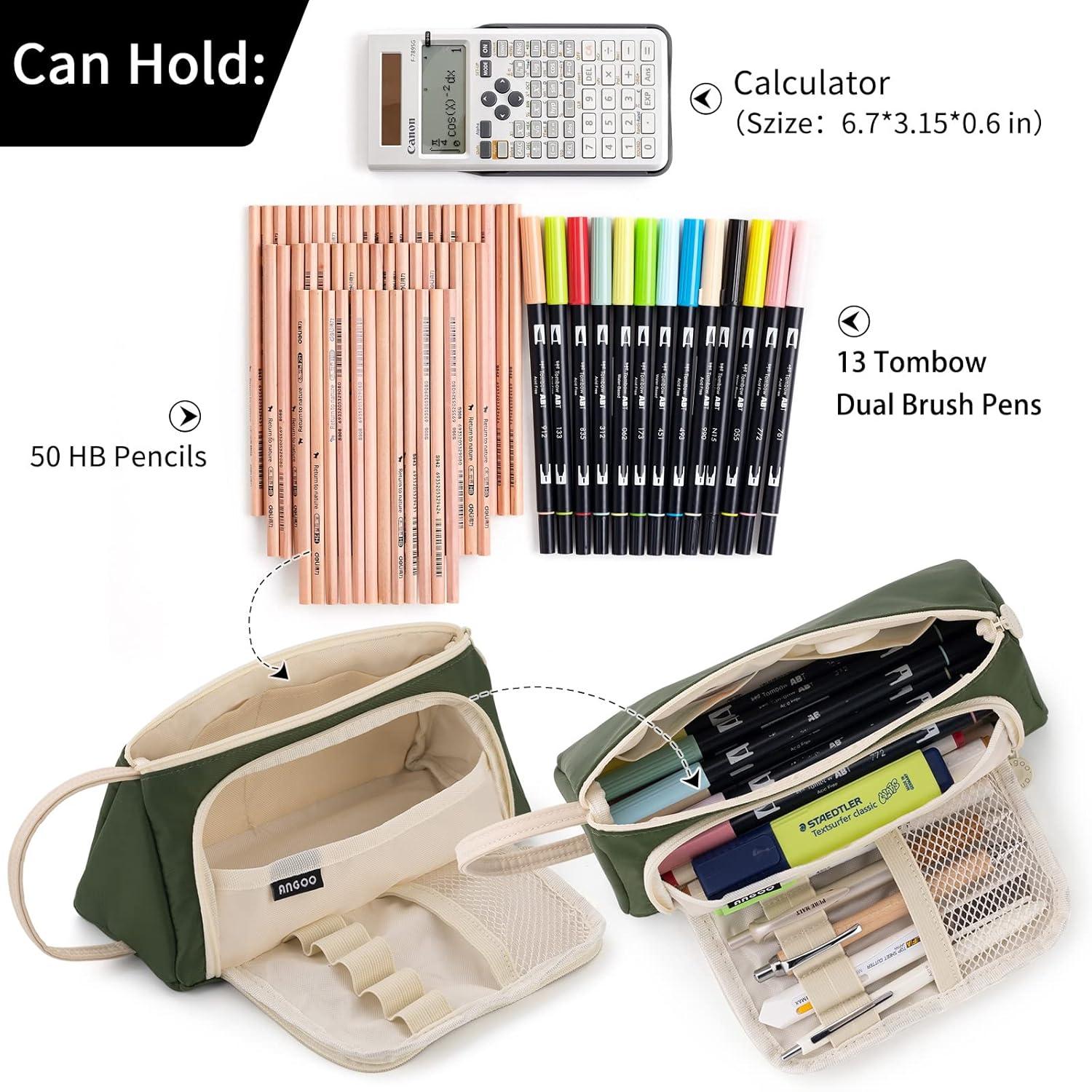 Federmäppchen großes Fassungsvermögen, Marker Stifte Etui, Schule Büro Organizer, Teenager Mädchen, Tiefgrün
