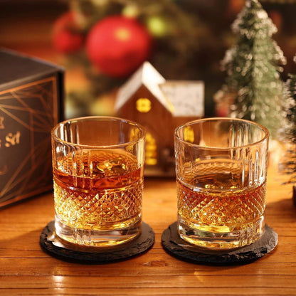 Whiskey Gläser Set 300ml Whisky Rum Gin Glass Tumbler Alkohol Cocktail Vatertag 4er Set