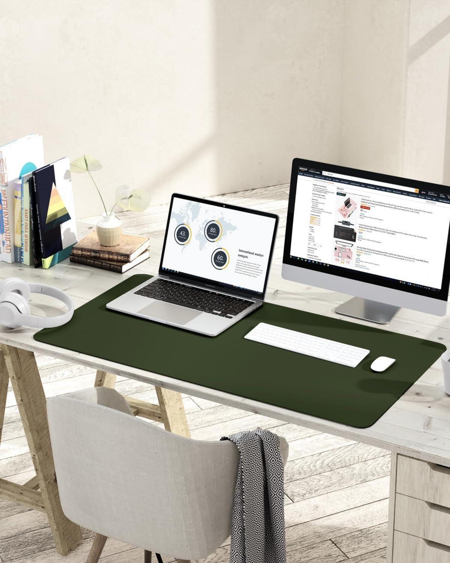 Großes Office Mousepad Mauspad Lederunterlage Dunkelgrün