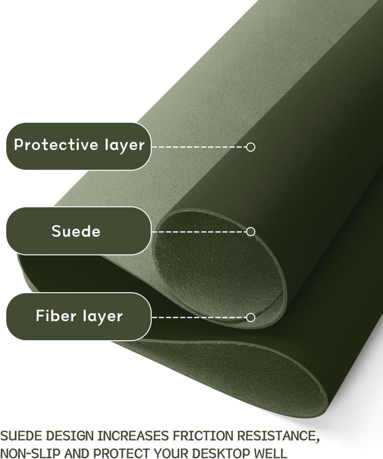 Großes Office Mousepad mit Leder 90x43cm Wildleder Dark Green