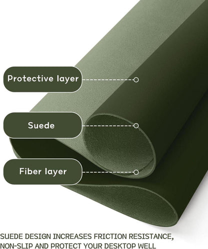 Großes Office Mousepad mit Leder 90x43cm Wildleder Dark Green