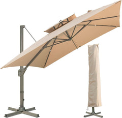 Quadratischer Sonnenschirm mit Ständer und Kurbel, 300 x 300 cm