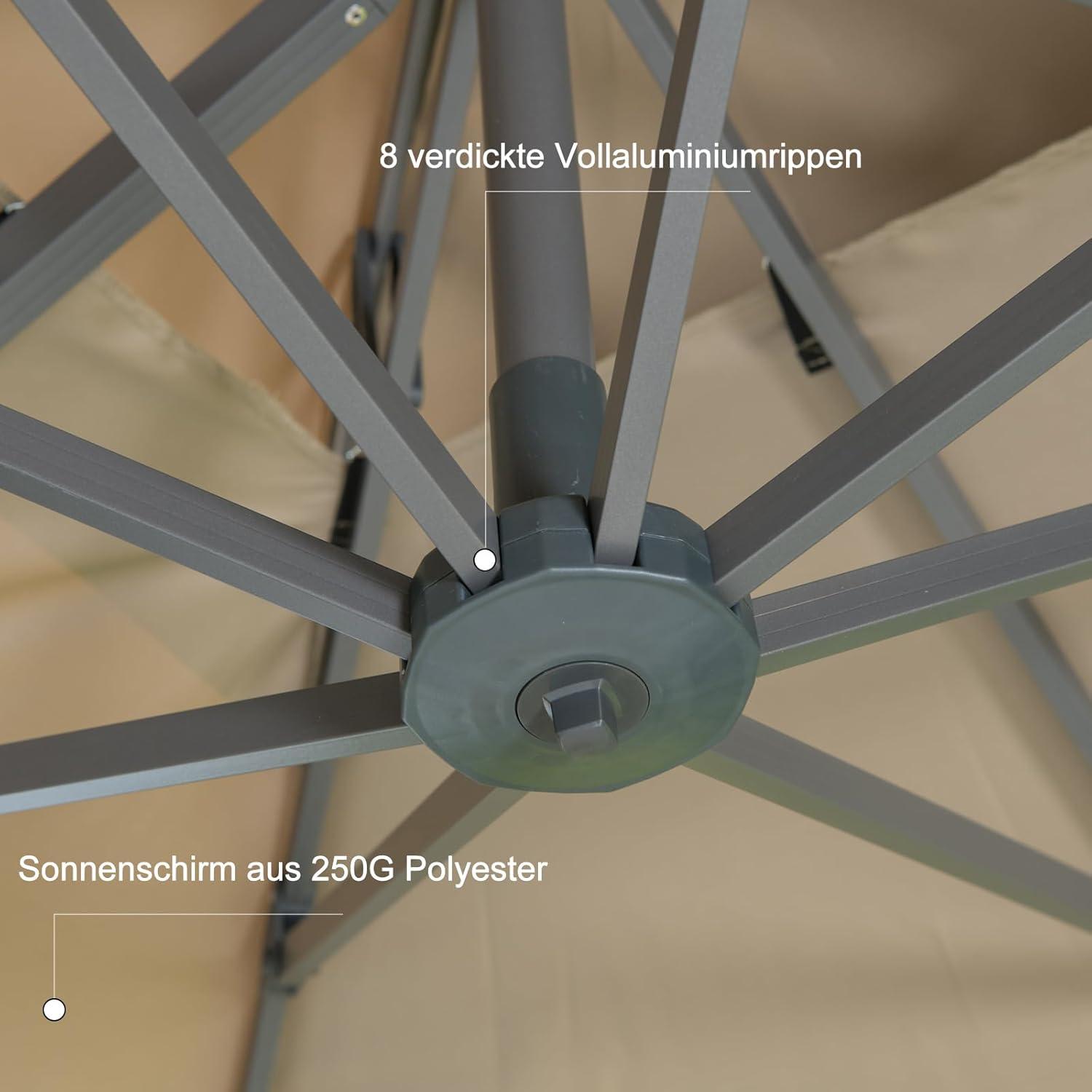 Sonnenschirm Quadratisch 300x300 cm mit Ständer Neigbar Windfest