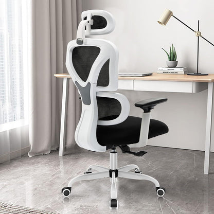 Ergonomischer Bürostuhl mit Kopfstütze Armlehnen Lendenwirbelstütze