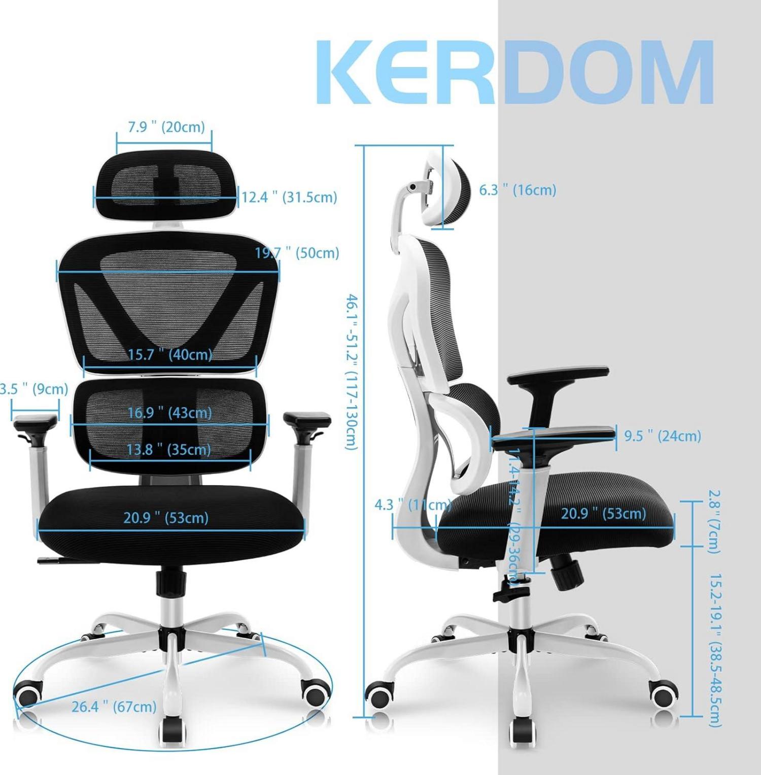 Ergonomischer Bürostuhl mit Verstellbarer Kopfstütze und