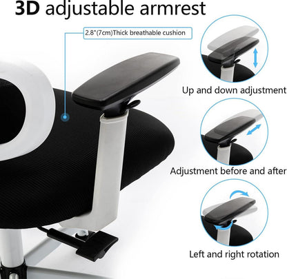 Ergonomischer Bürostuhl mit Kopfstütze Armlehnen Lendenwirbelstütze